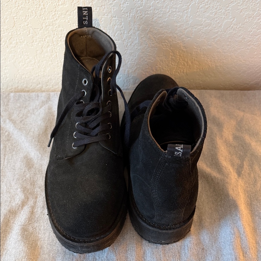 All Saints Men's Black Suede Lace-Up Boots -